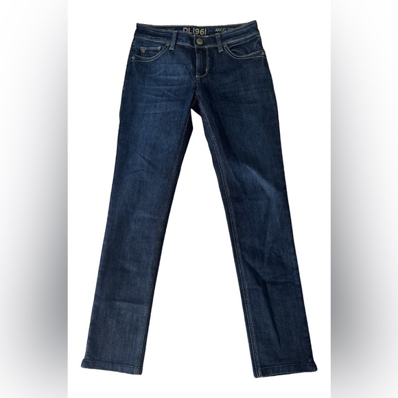 DL1961 Angel Mid Rise Skinny Ankle Blue Jean Womens Sz 26 4 Way Stretch Dark Wsh - Picture 1 of 6
